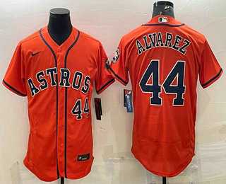 Men%27s Houston Astros #44 Yordan Alvarez Number Orange Stitched MLB Flex Base Nike Jersey->houston astros->MLB Jersey
